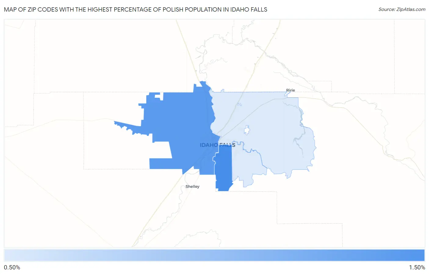 Zip Codes with the Highest Percentage of Polish Population in Idaho Falls Map