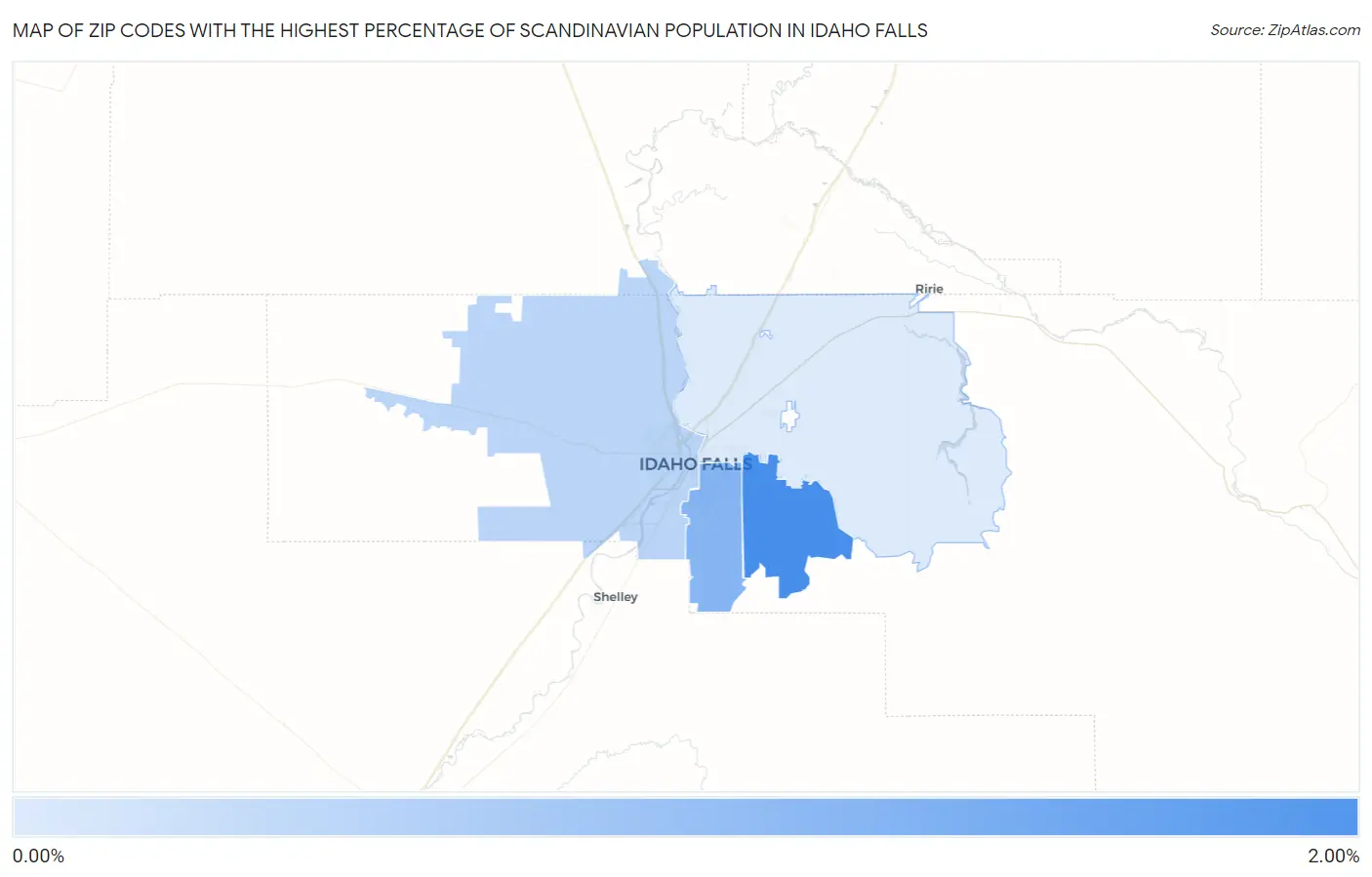 Zip Codes with the Highest Percentage of Scandinavian Population in Idaho Falls Map