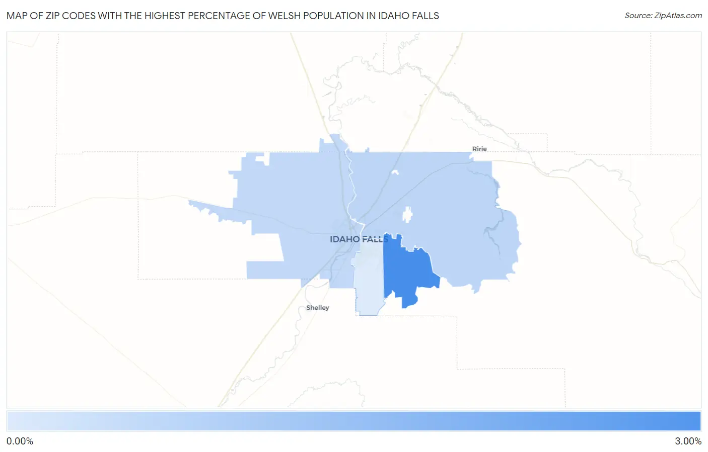 Zip Codes with the Highest Percentage of Welsh Population in Idaho Falls Map