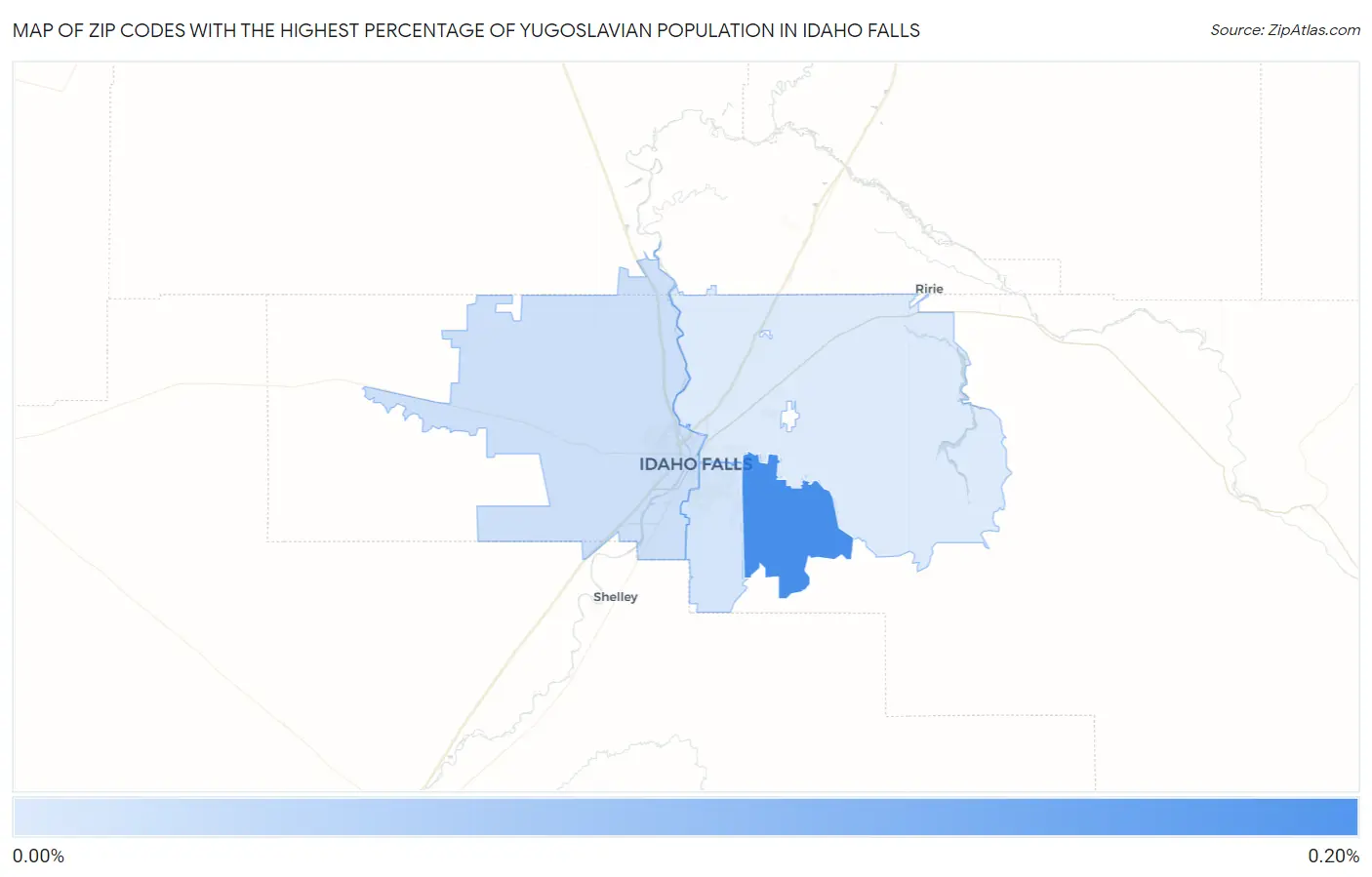 Zip Codes with the Highest Percentage of Yugoslavian Population in Idaho Falls Map