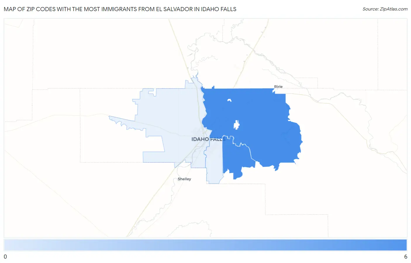 Zip Codes with the Most Immigrants from El Salvador in Idaho Falls Map