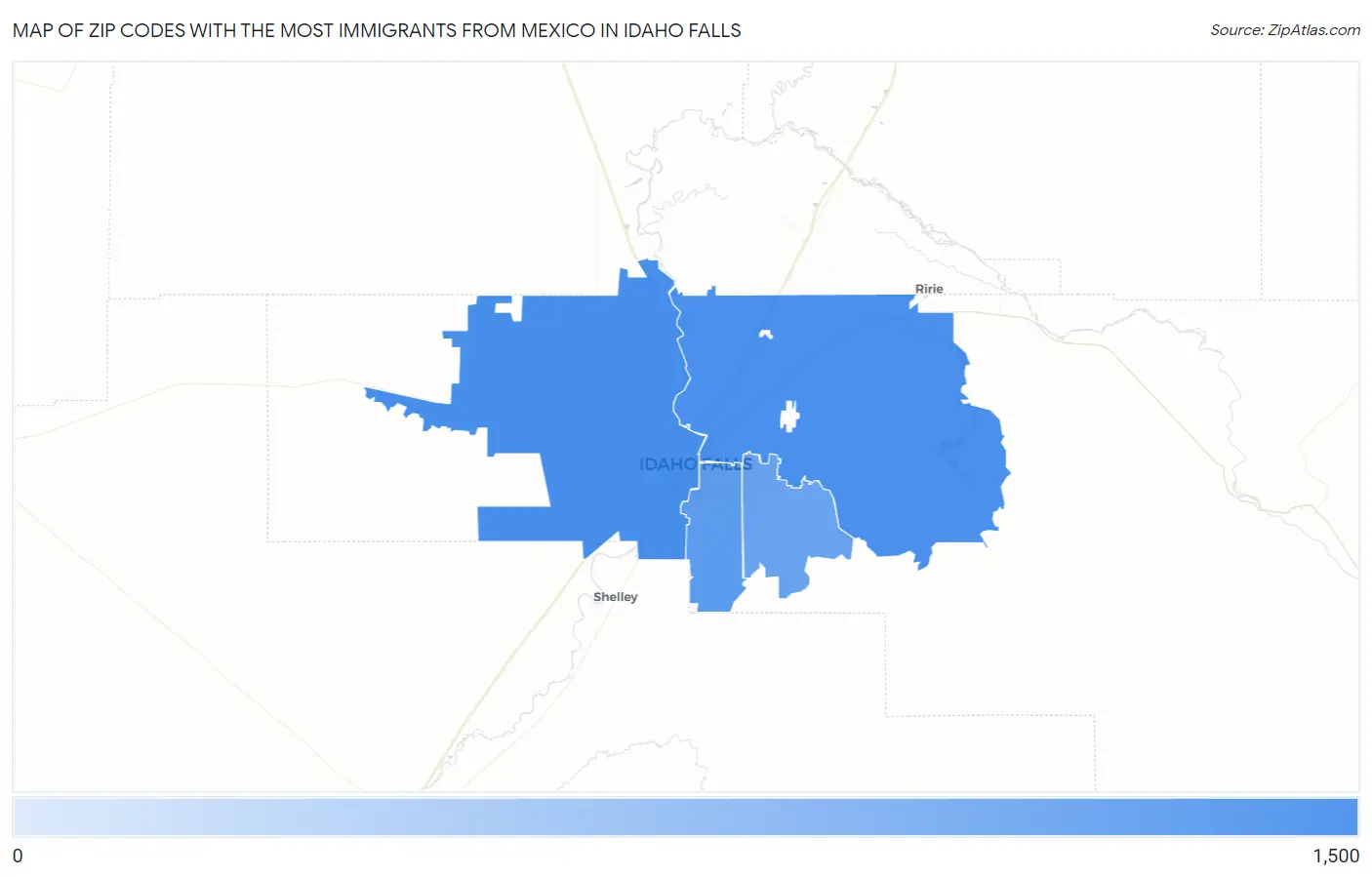 Zip Codes with the Most Immigrants from Mexico in Idaho Falls Map