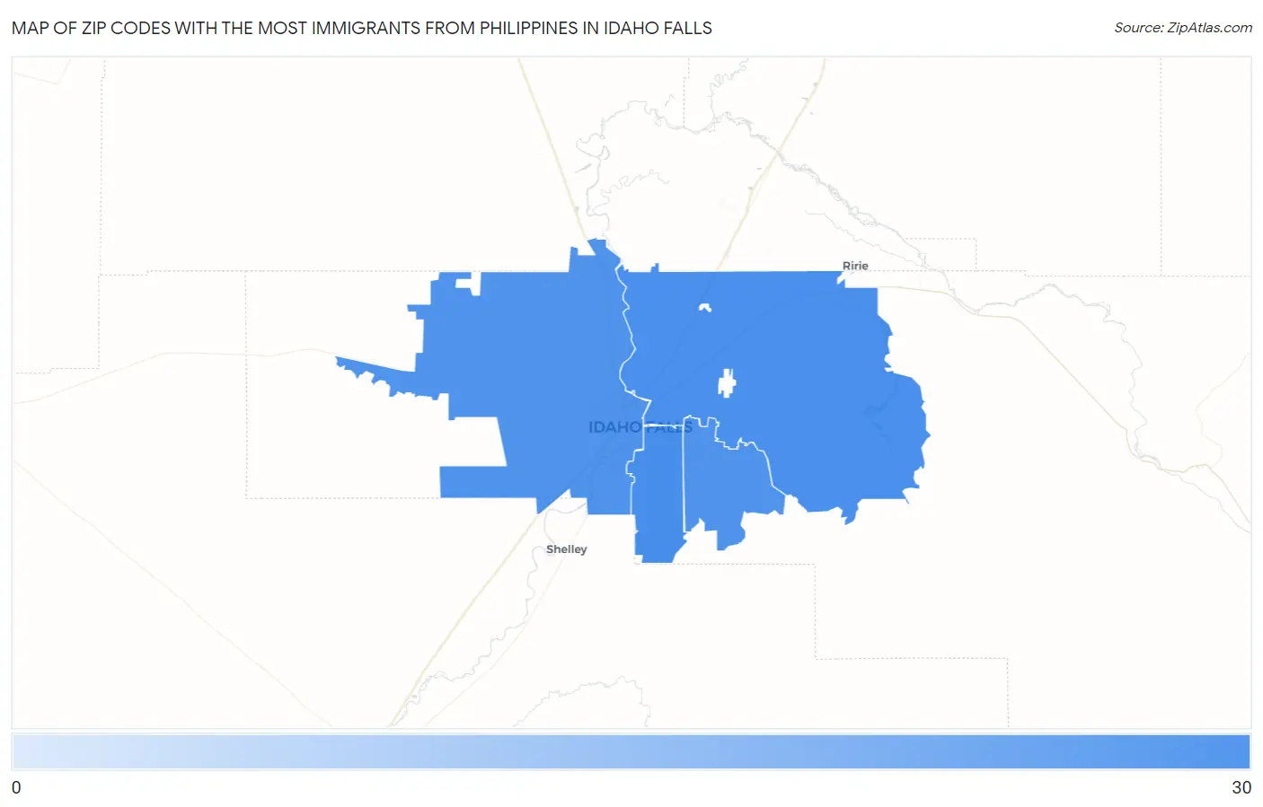 Zip Codes with the Most Immigrants from Philippines in Idaho Falls Map