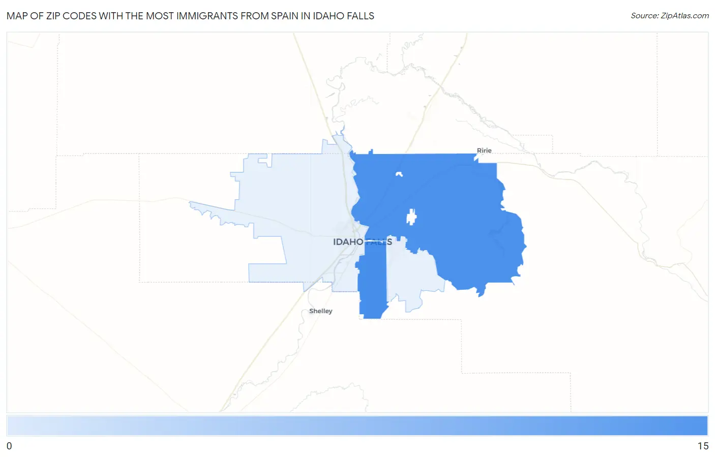 Zip Codes with the Most Immigrants from Spain in Idaho Falls Map