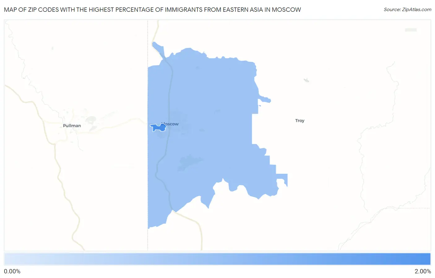Zip Codes with the Highest Percentage of Immigrants from Eastern Asia in Moscow Map