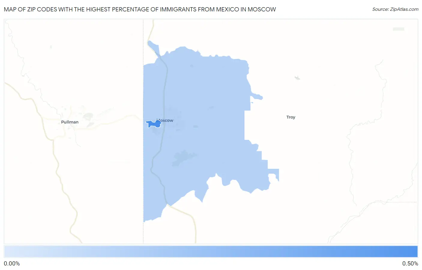 Zip Codes with the Highest Percentage of Immigrants from Mexico in Moscow Map