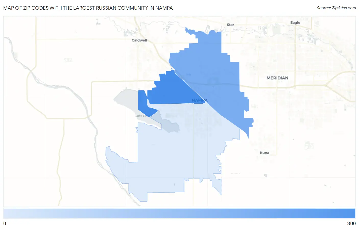 Zip Codes with the Largest Russian Community in Nampa Map