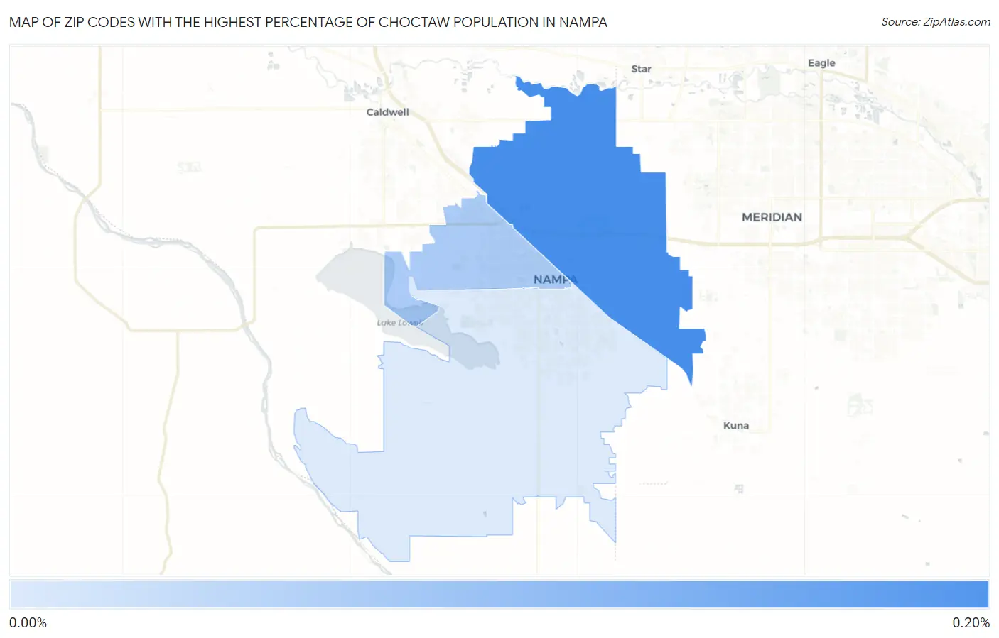 Zip Codes with the Highest Percentage of Choctaw Population in Nampa Map