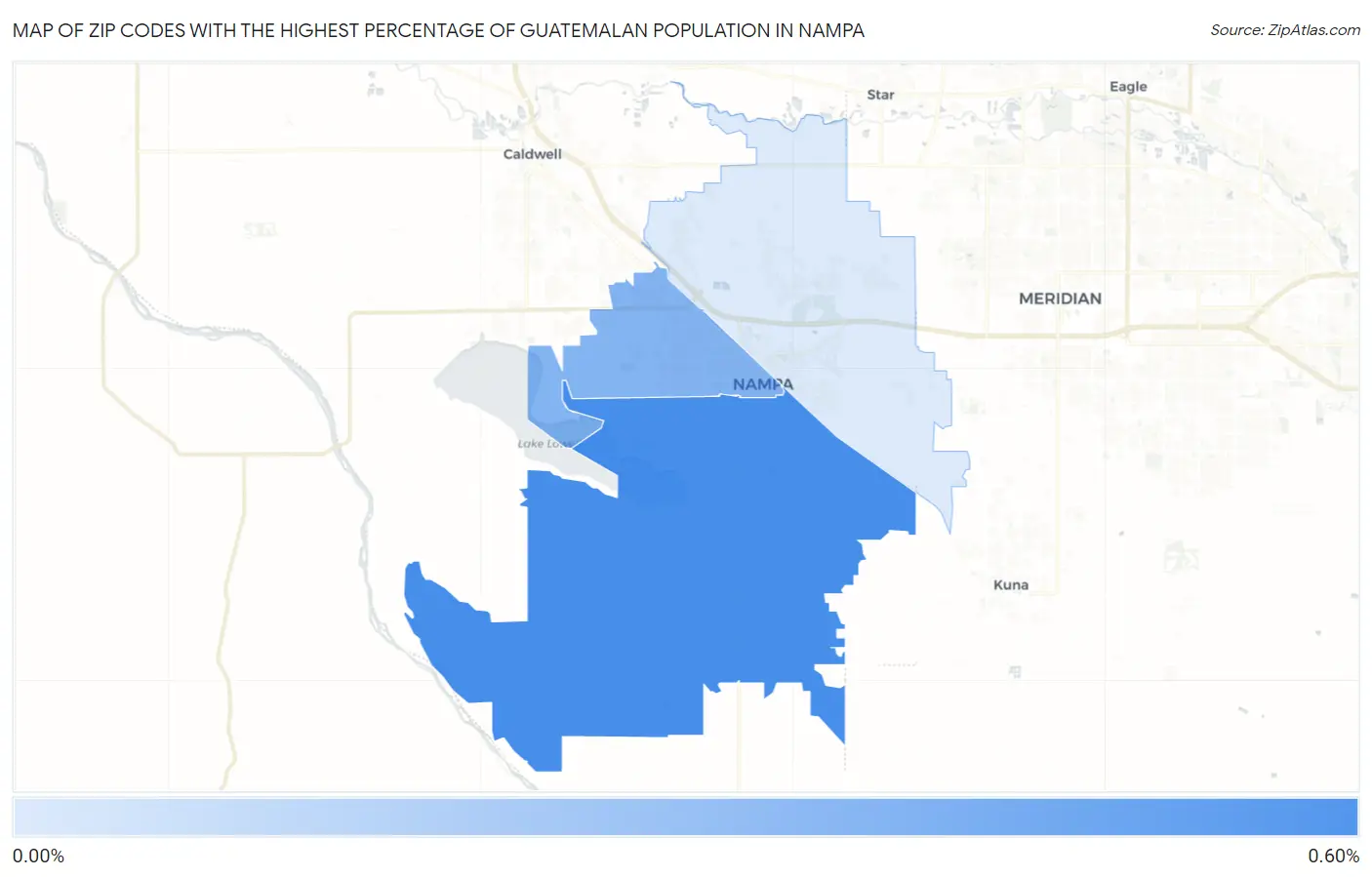 Zip Codes with the Highest Percentage of Guatemalan Population in Nampa Map