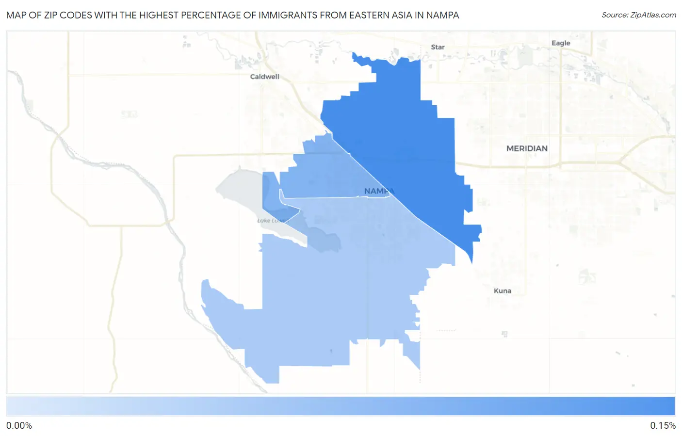Zip Codes with the Highest Percentage of Immigrants from Eastern Asia in Nampa Map