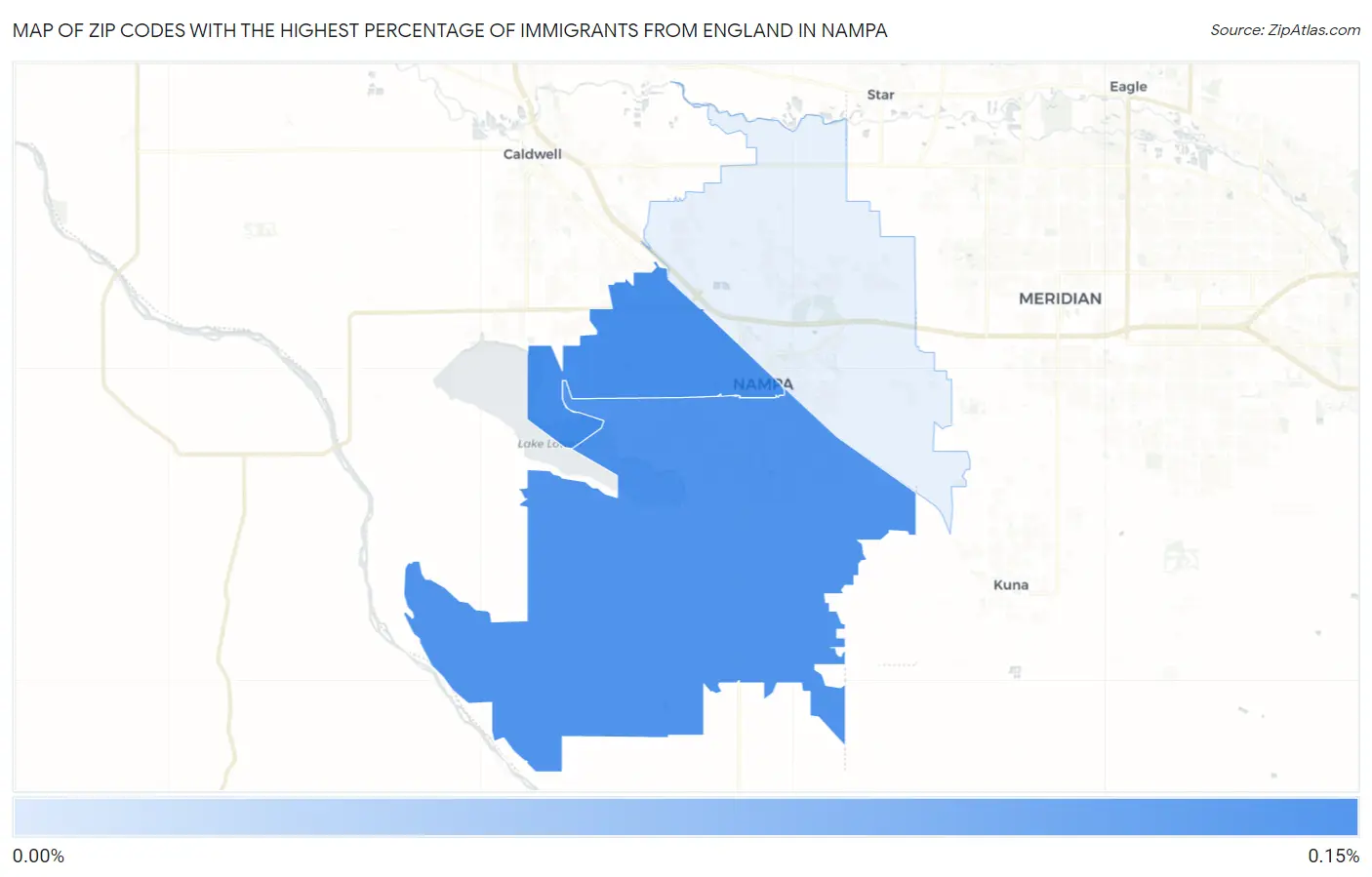 Zip Codes with the Highest Percentage of Immigrants from England in Nampa Map