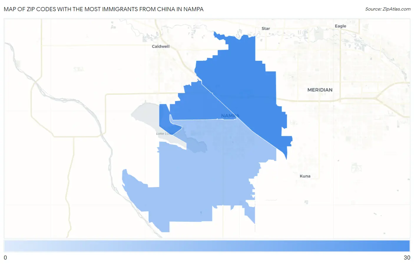 Zip Codes with the Most Immigrants from China in Nampa Map