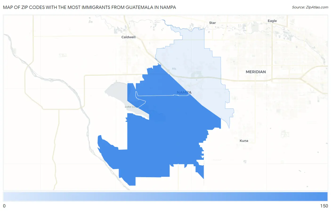 Zip Codes with the Most Immigrants from Guatemala in Nampa Map