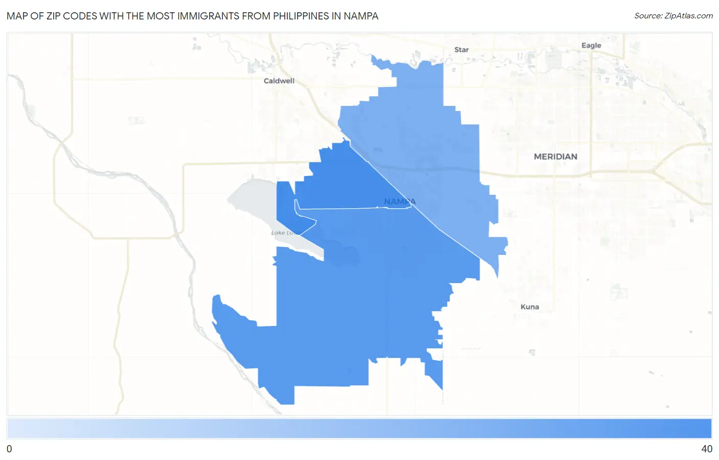 Zip Codes with the Most Immigrants from Philippines in Nampa Map