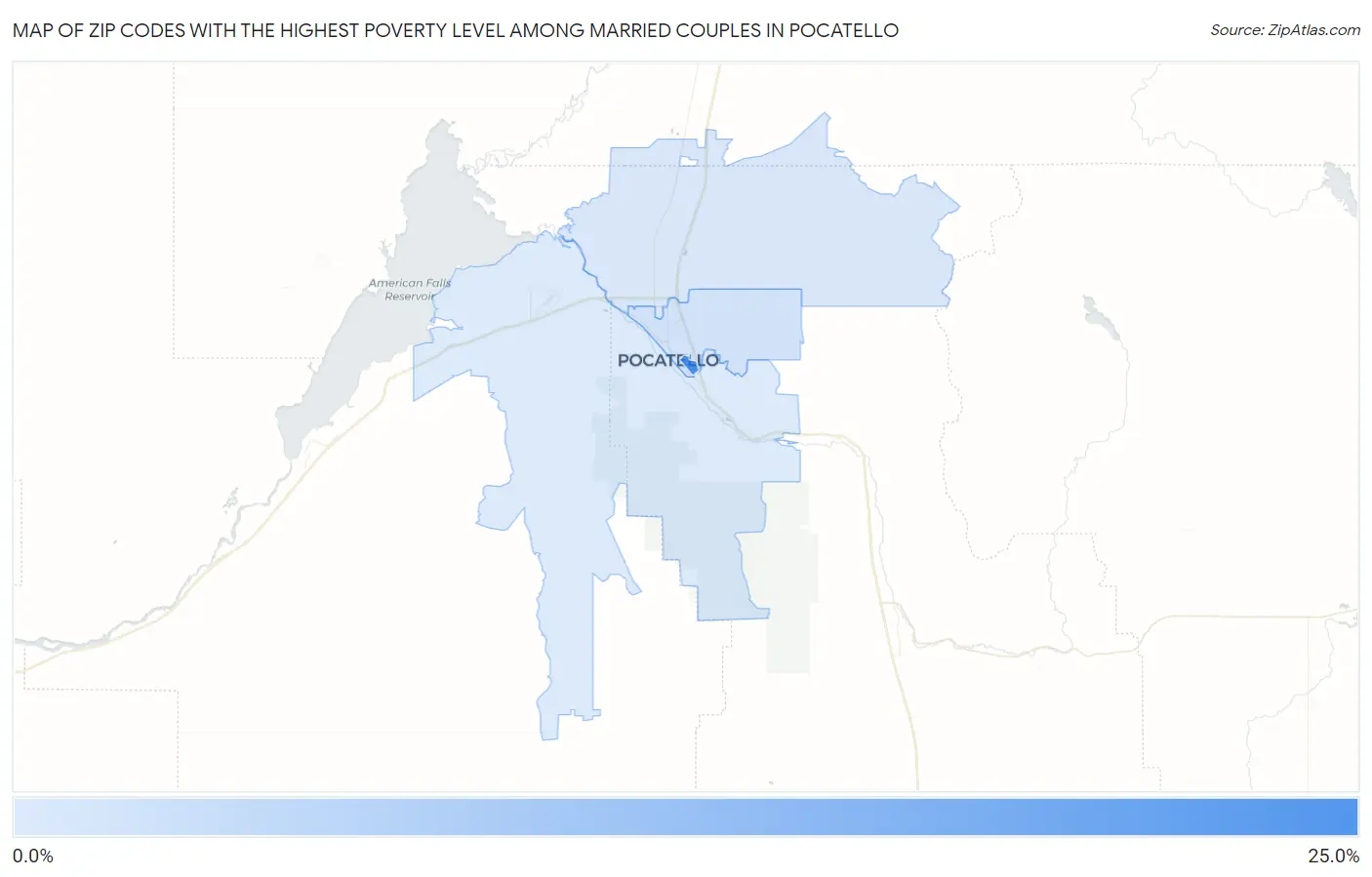 Zip Codes with the Highest Poverty Level Among Married Couples in Pocatello Map