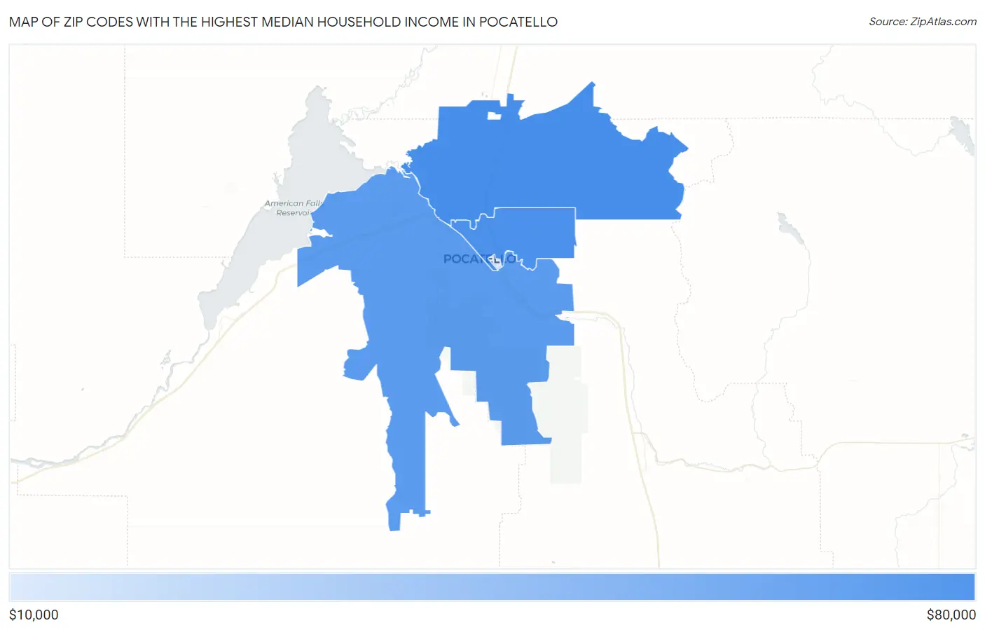 Zip Codes with the Highest Median Household Income in Pocatello Map