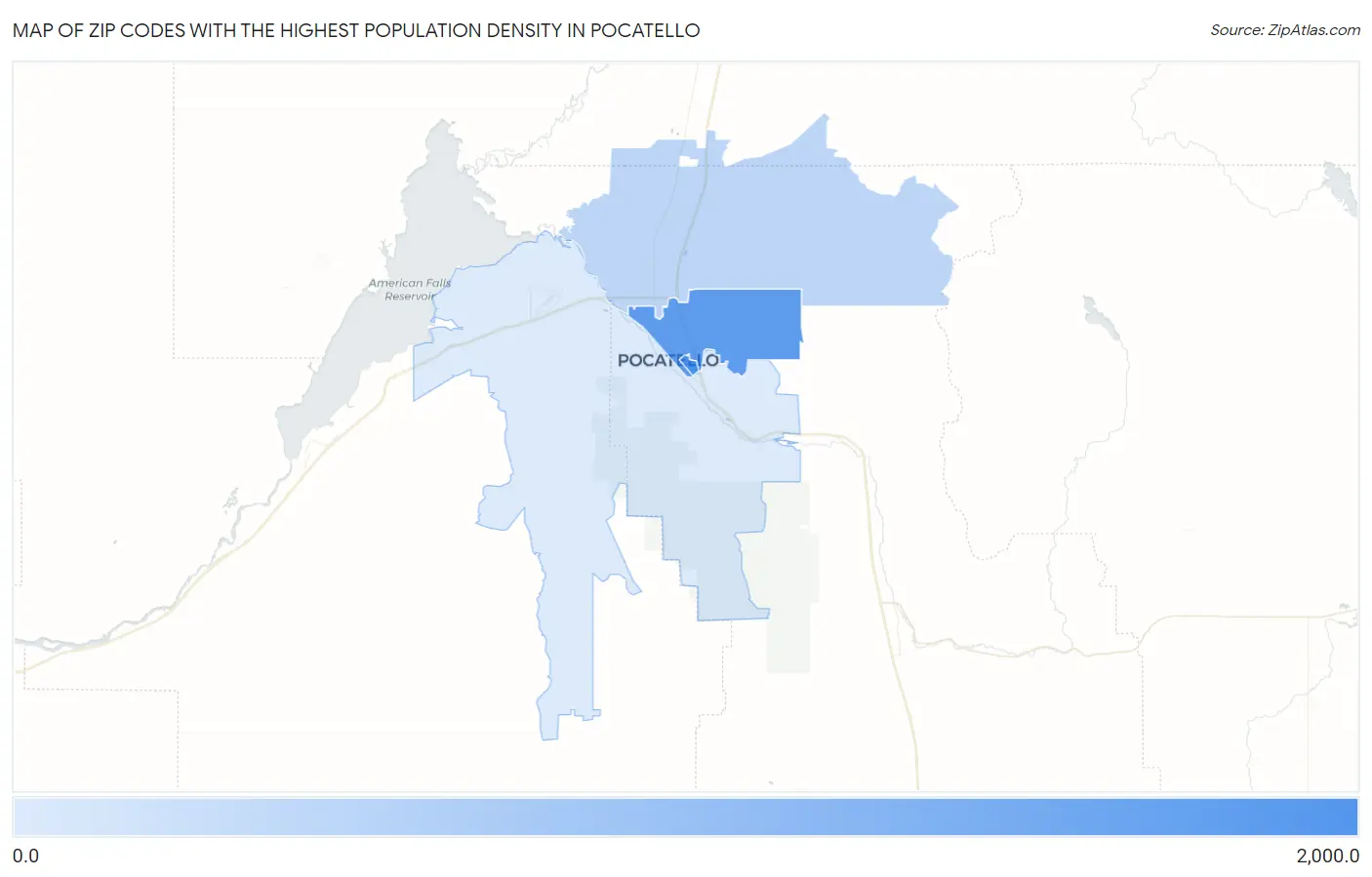 Zip Codes with the Highest Population Density in Pocatello Map
