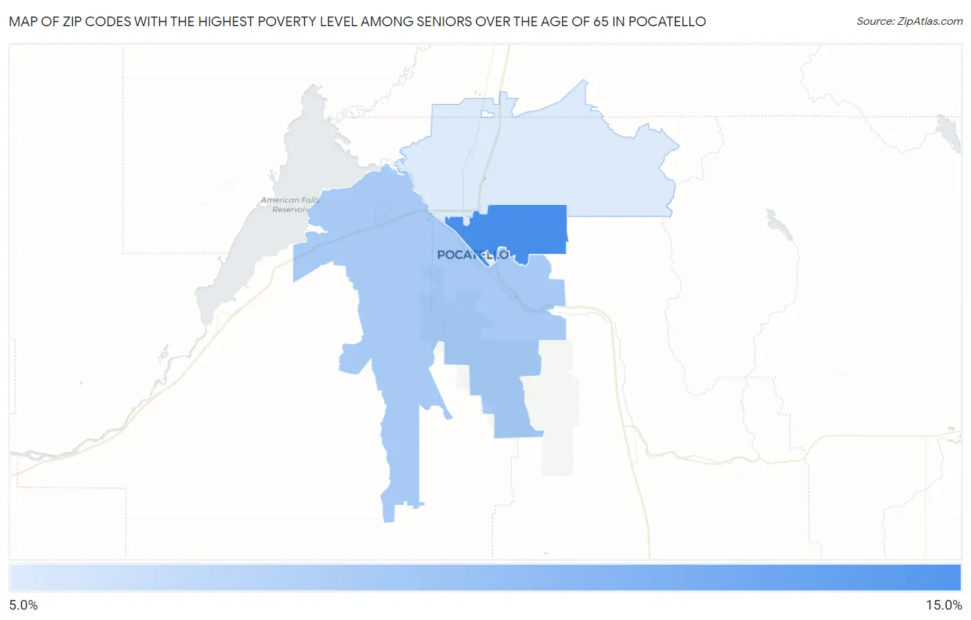 Zip Codes with the Highest Poverty Level Among Seniors Over the Age of 65 in Pocatello Map