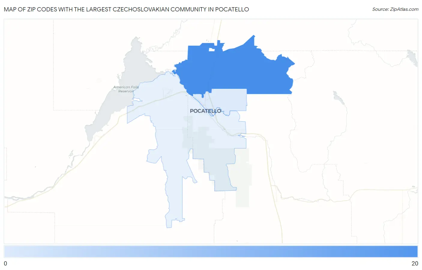 Zip Codes with the Largest Czechoslovakian Community in Pocatello Map