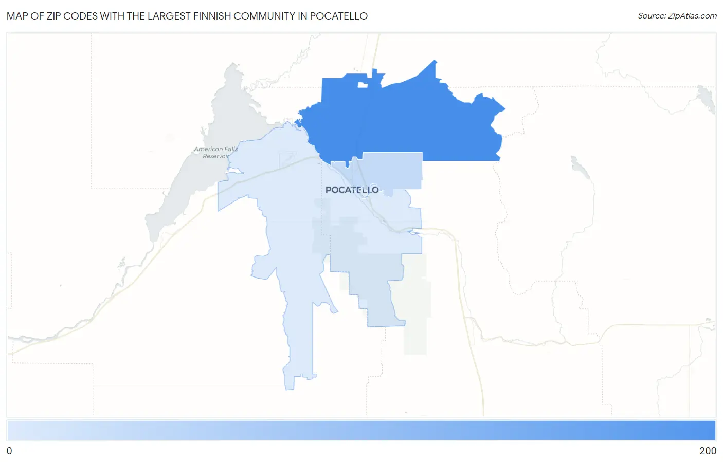 Zip Codes with the Largest Finnish Community in Pocatello Map