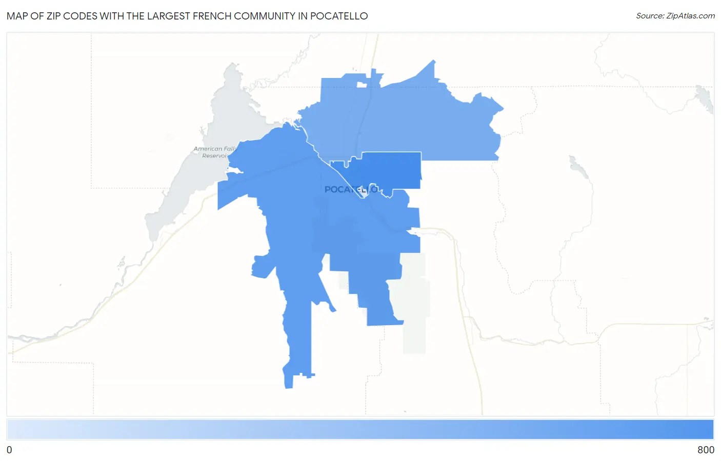 Zip Codes with the Largest French Community in Pocatello Map