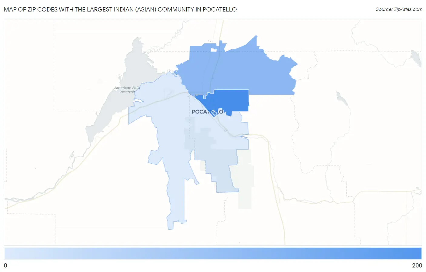 Zip Codes with the Largest Indian (Asian) Community in Pocatello Map