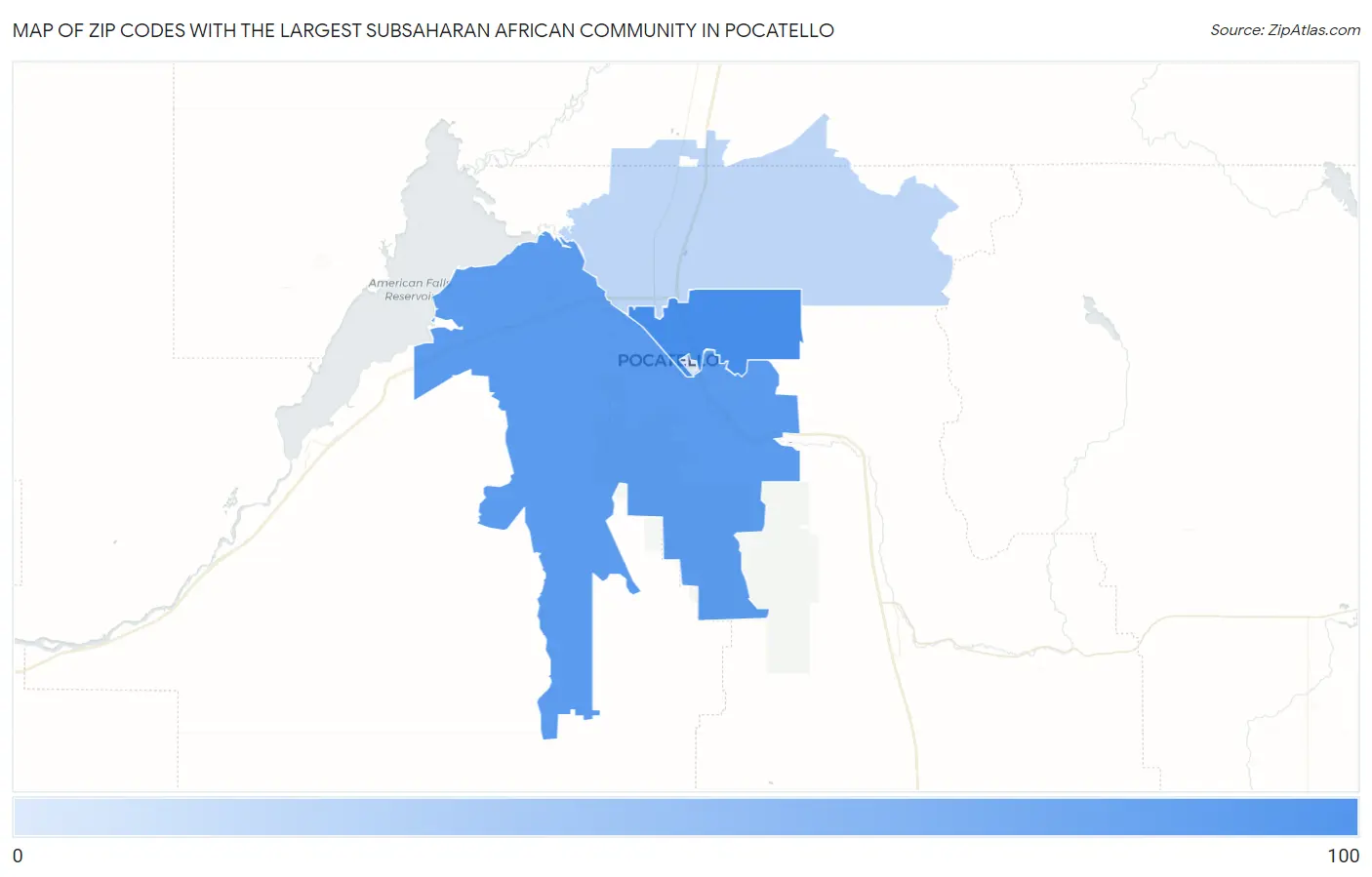 Zip Codes with the Largest Subsaharan African Community in Pocatello Map