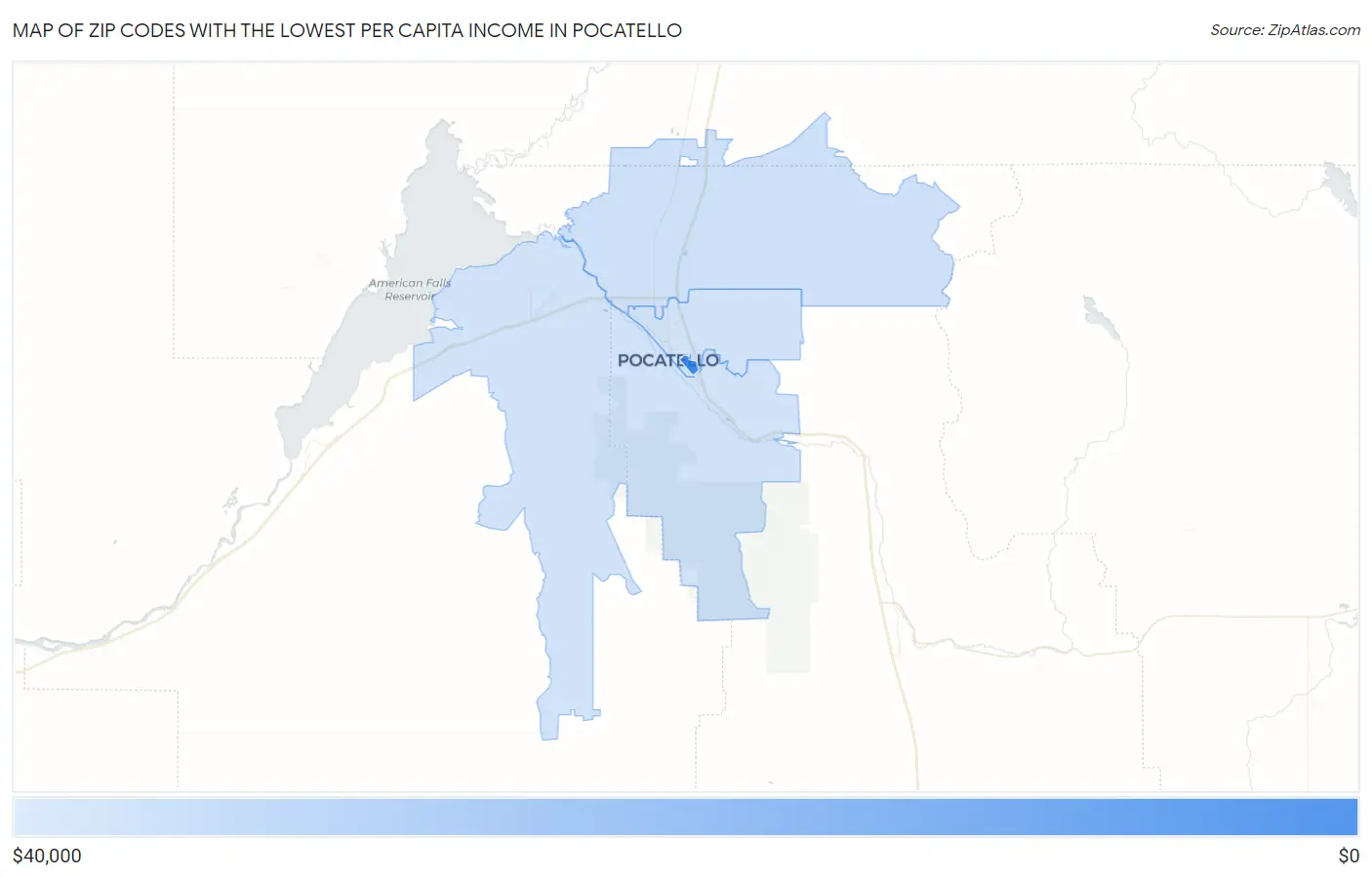 Zip Codes with the Lowest Per Capita Income in Pocatello Map