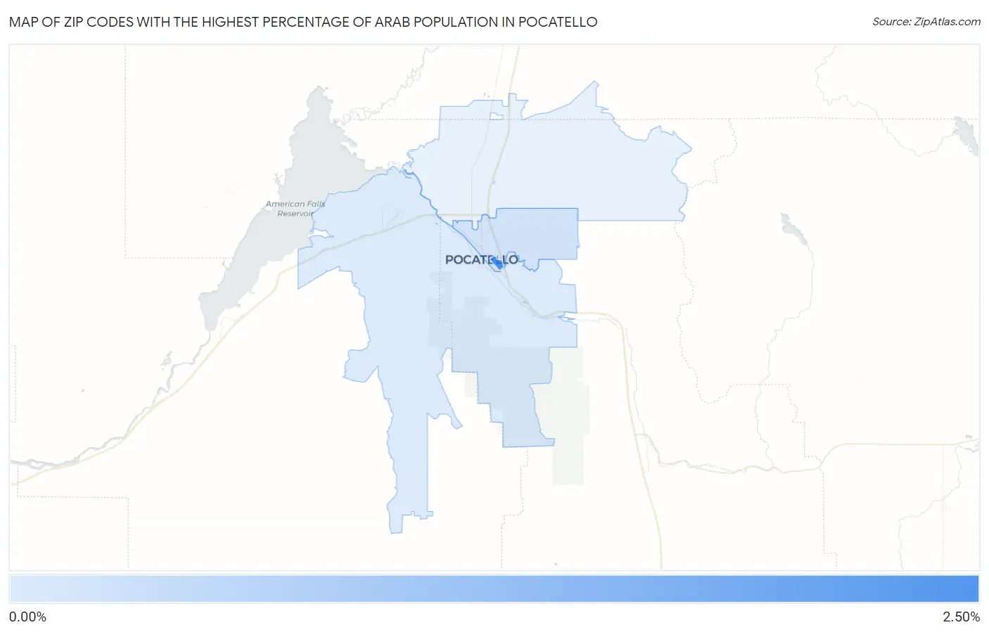Zip Codes with the Highest Percentage of Arab Population in Pocatello Map