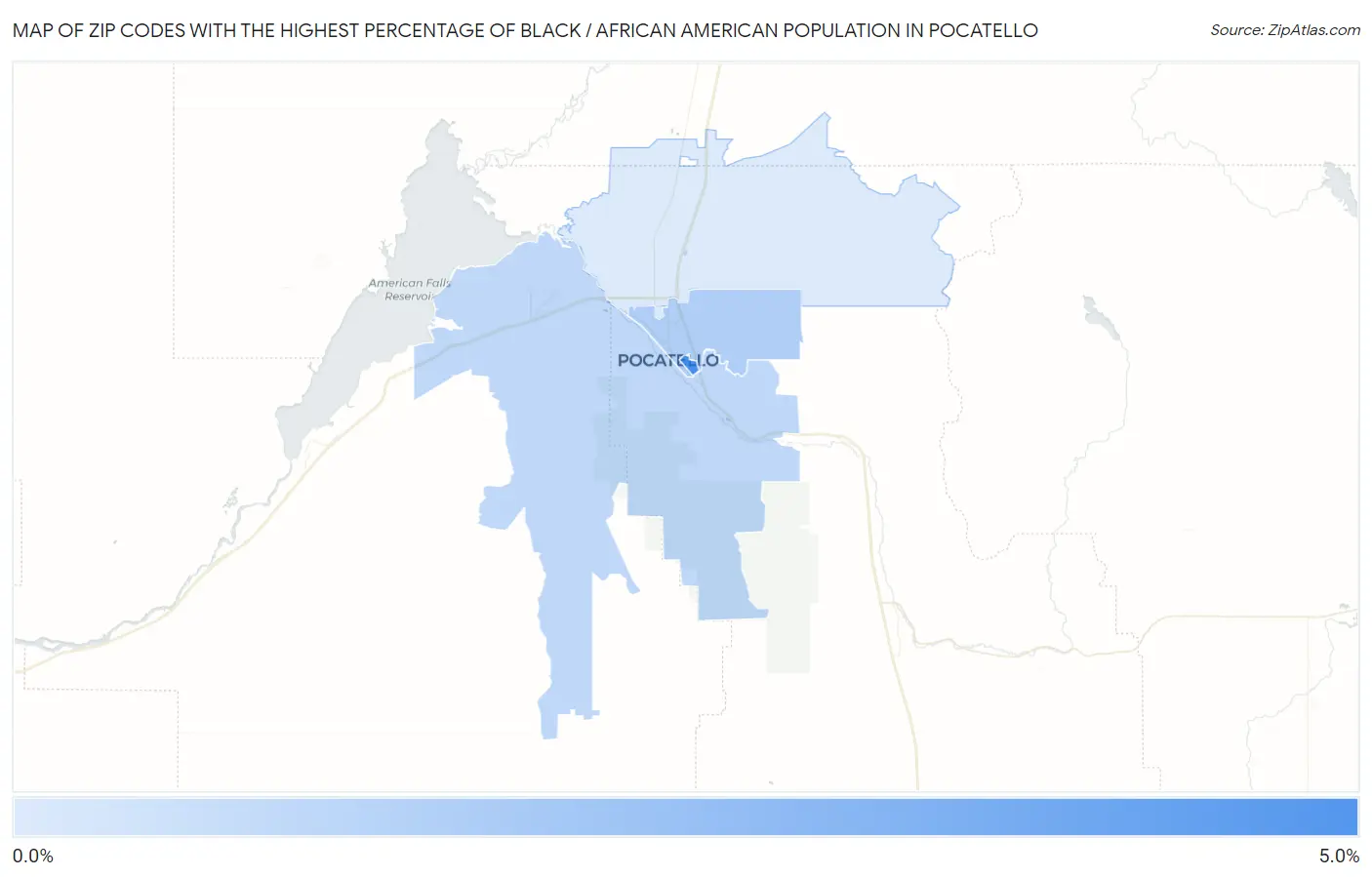 Zip Codes with the Highest Percentage of Black / African American Population in Pocatello Map