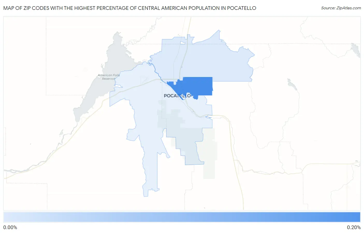 Zip Codes with the Highest Percentage of Central American Population in Pocatello Map