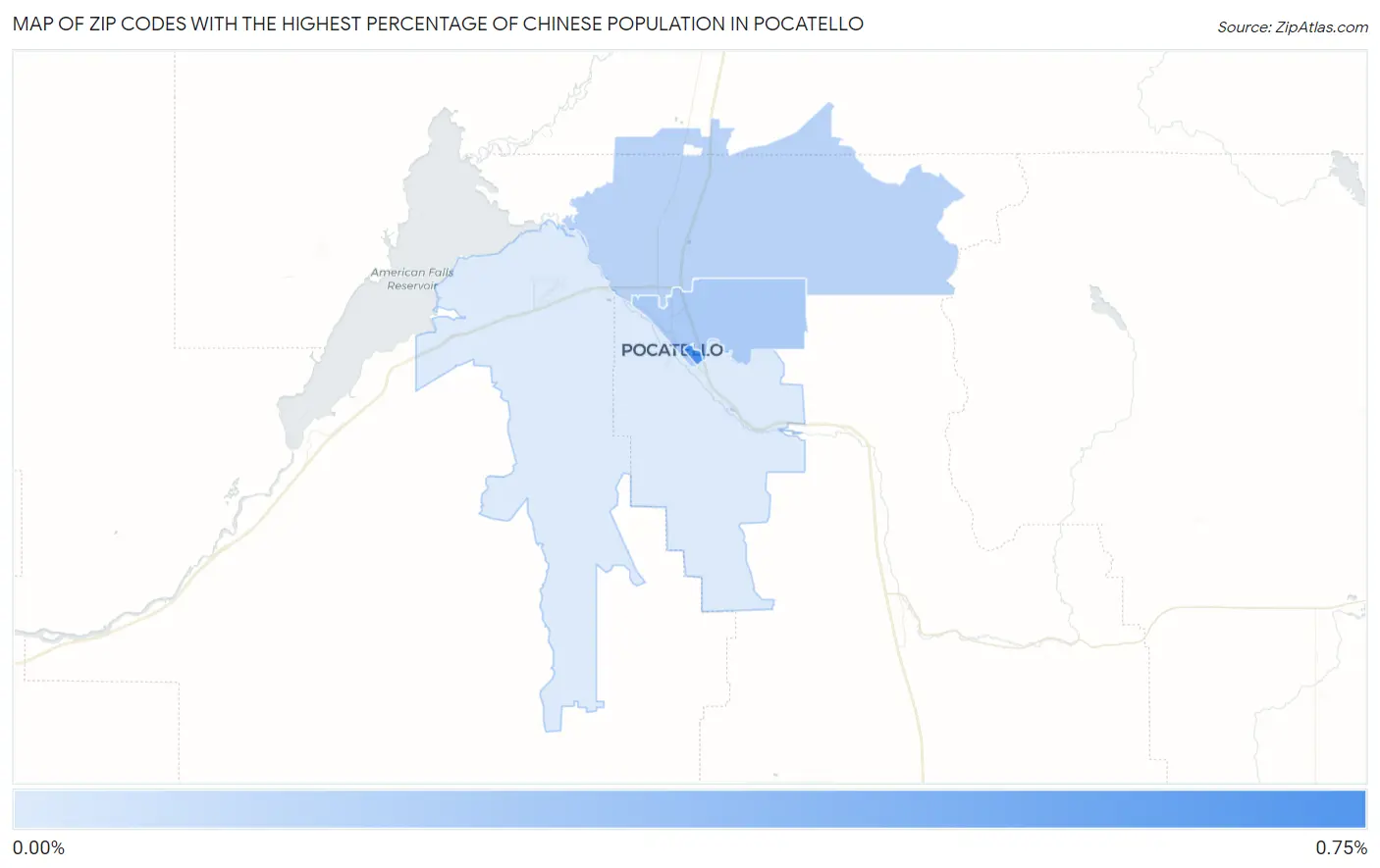 Zip Codes with the Highest Percentage of Chinese Population in Pocatello Map