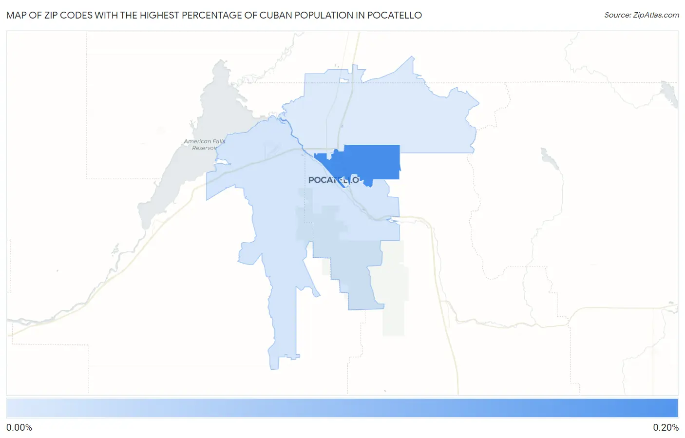 Zip Codes with the Highest Percentage of Cuban Population in Pocatello Map