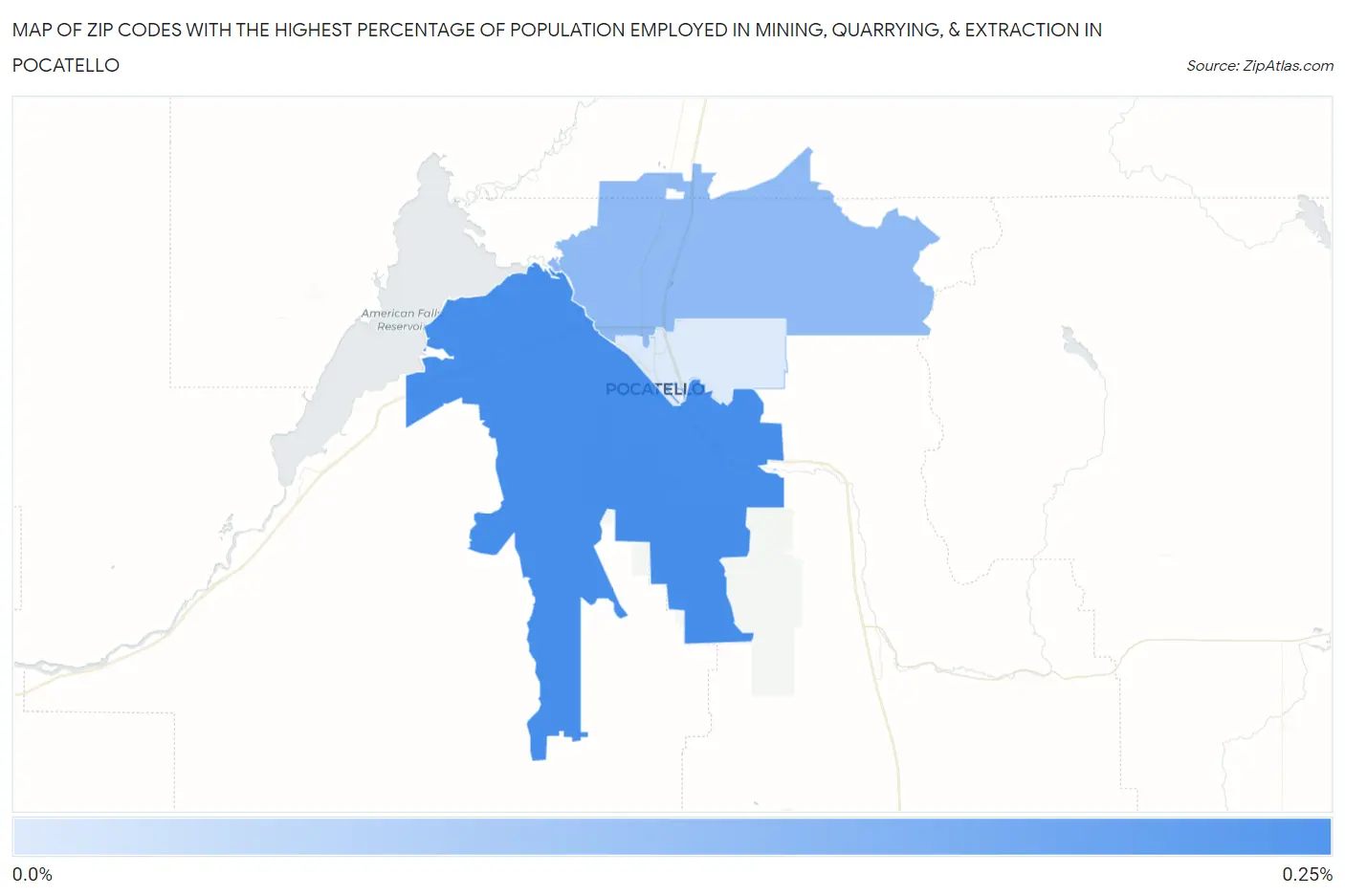 Zip Codes with the Highest Percentage of Population Employed in Mining, Quarrying, & Extraction in Pocatello Map