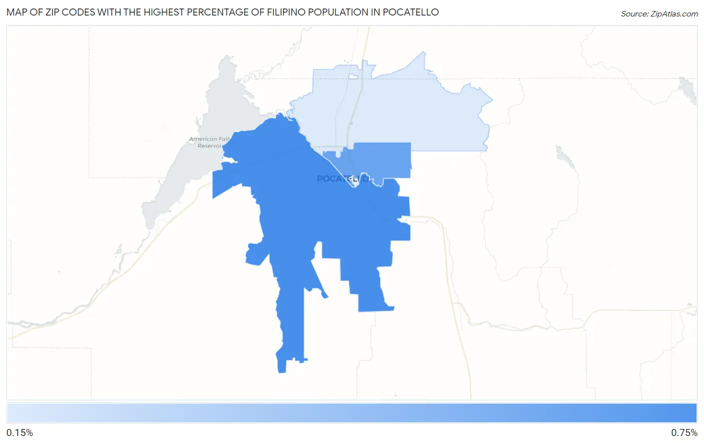 Zip Codes with the Highest Percentage of Filipino Population in Pocatello Map