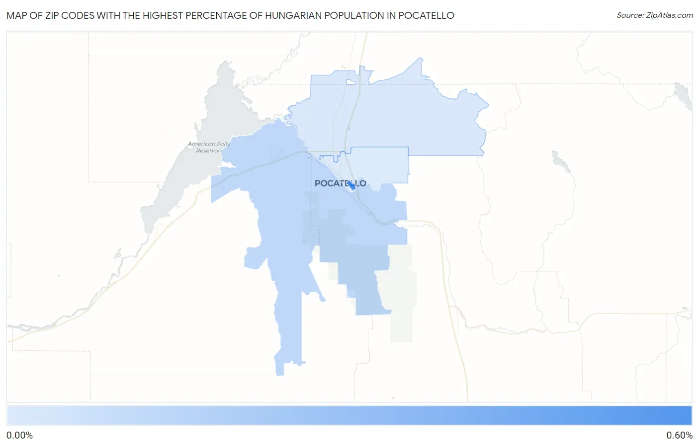 Zip Codes with the Highest Percentage of Hungarian Population in Pocatello Map