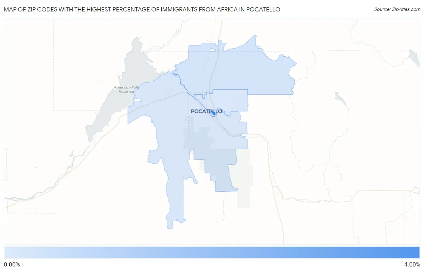 Zip Codes with the Highest Percentage of Immigrants from Africa in Pocatello Map