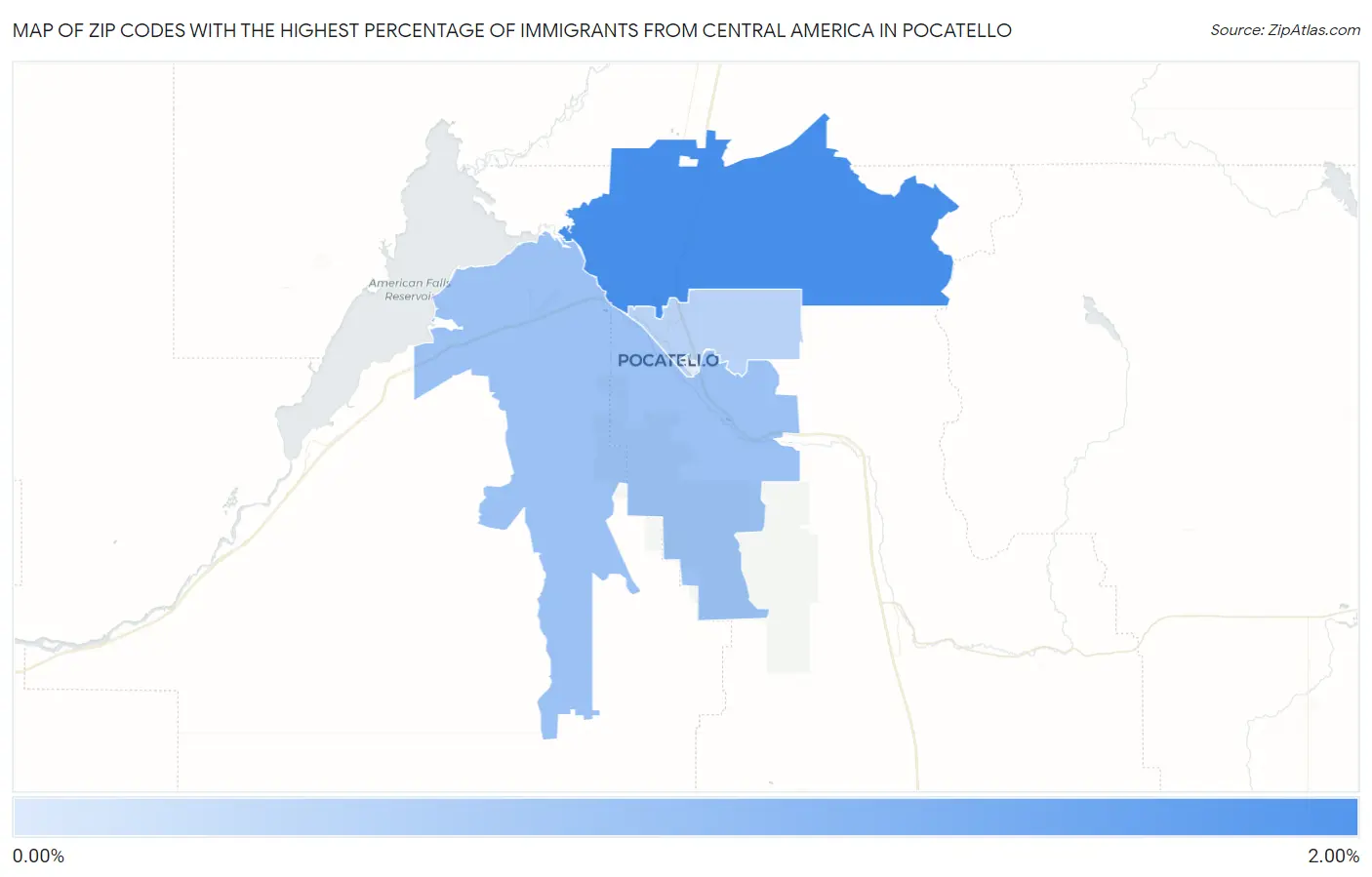 Zip Codes with the Highest Percentage of Immigrants from Central America in Pocatello Map