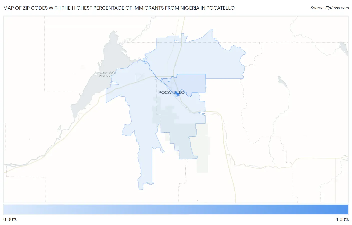 Zip Codes with the Highest Percentage of Immigrants from Nigeria in Pocatello Map