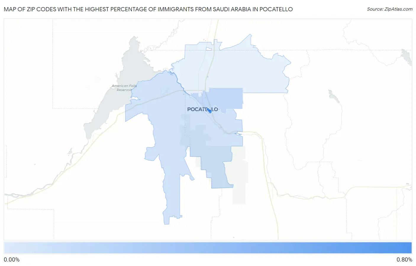 Zip Codes with the Highest Percentage of Immigrants from Saudi Arabia in Pocatello Map