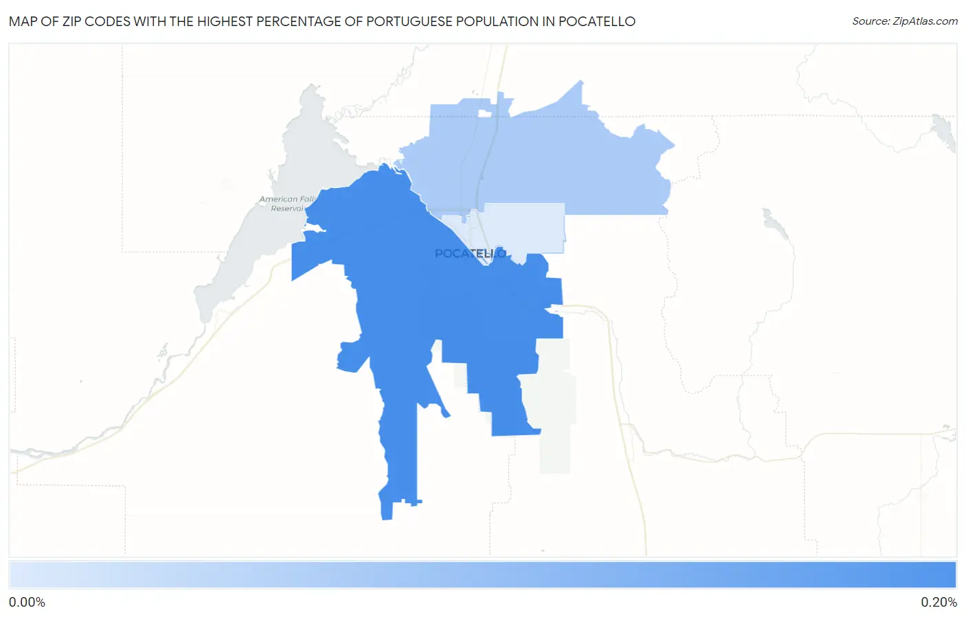 Zip Codes with the Highest Percentage of Portuguese Population in Pocatello Map