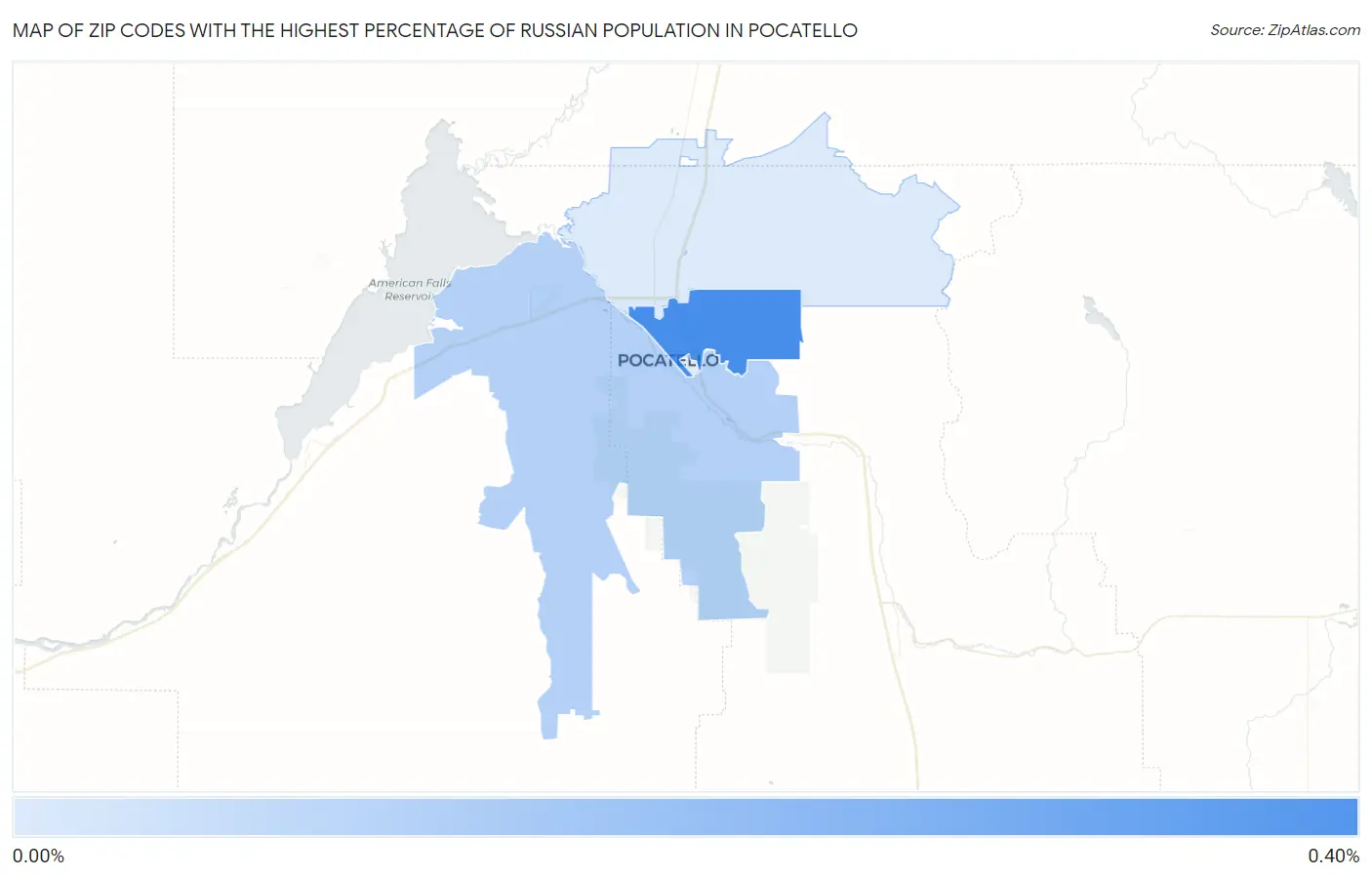 Zip Codes with the Highest Percentage of Russian Population in Pocatello Map