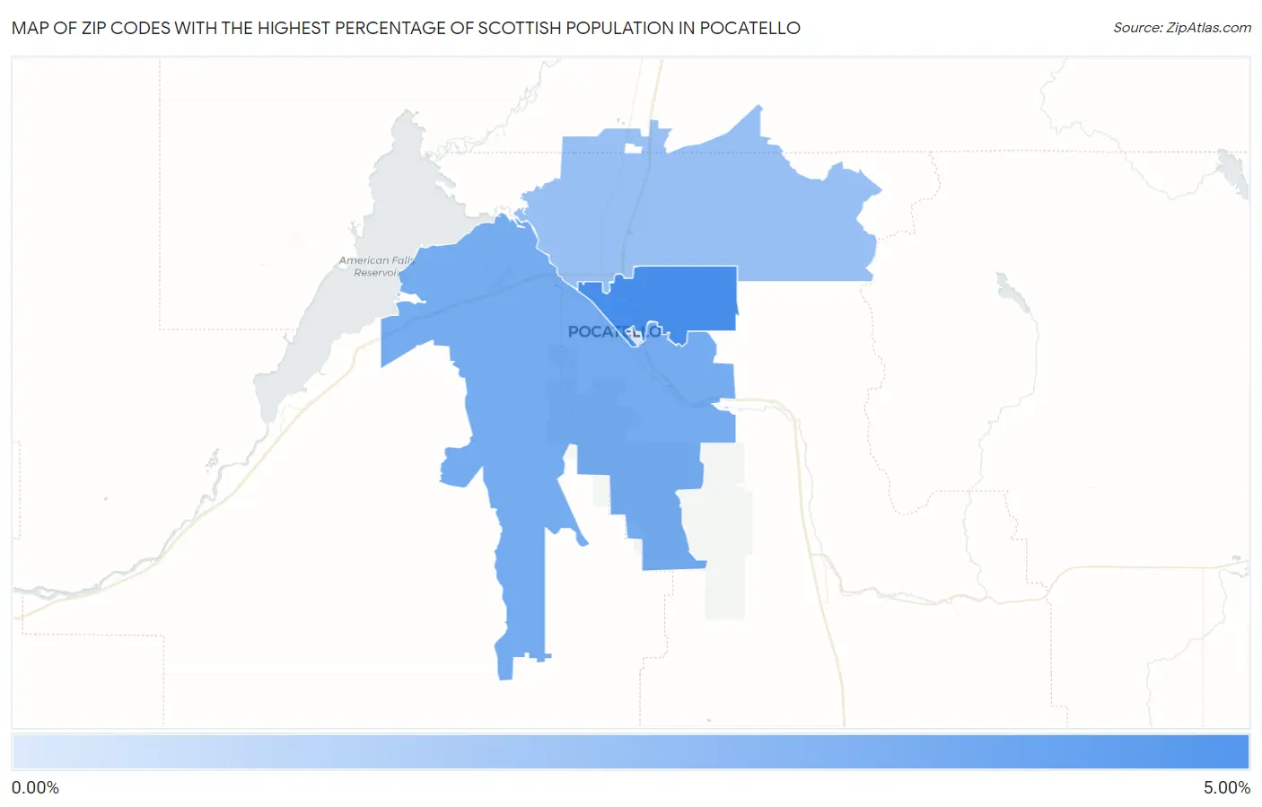 Zip Codes with the Highest Percentage of Scottish Population in Pocatello Map