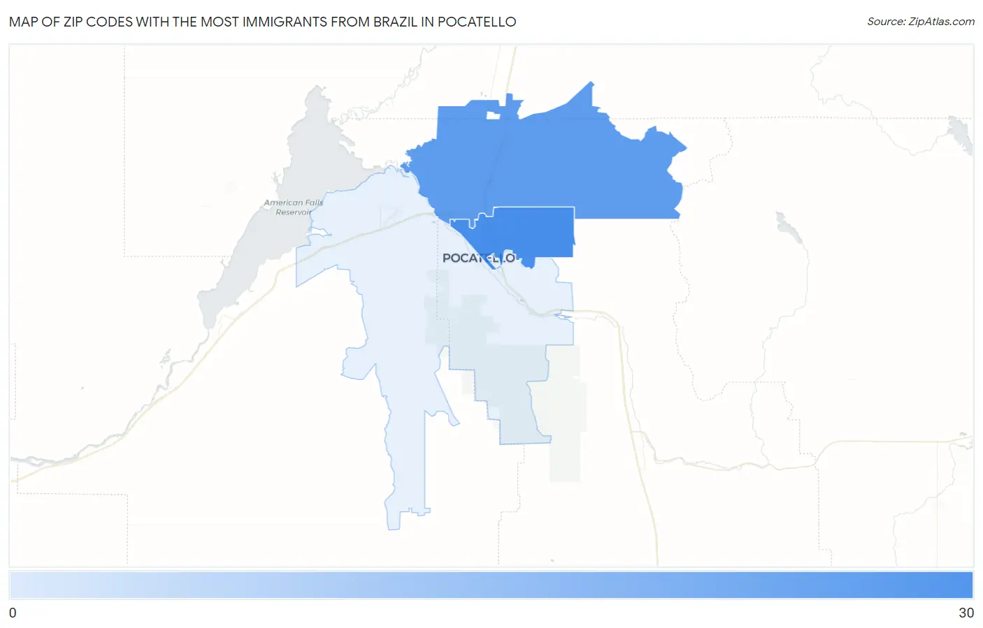 Zip Codes with the Most Immigrants from Brazil in Pocatello Map