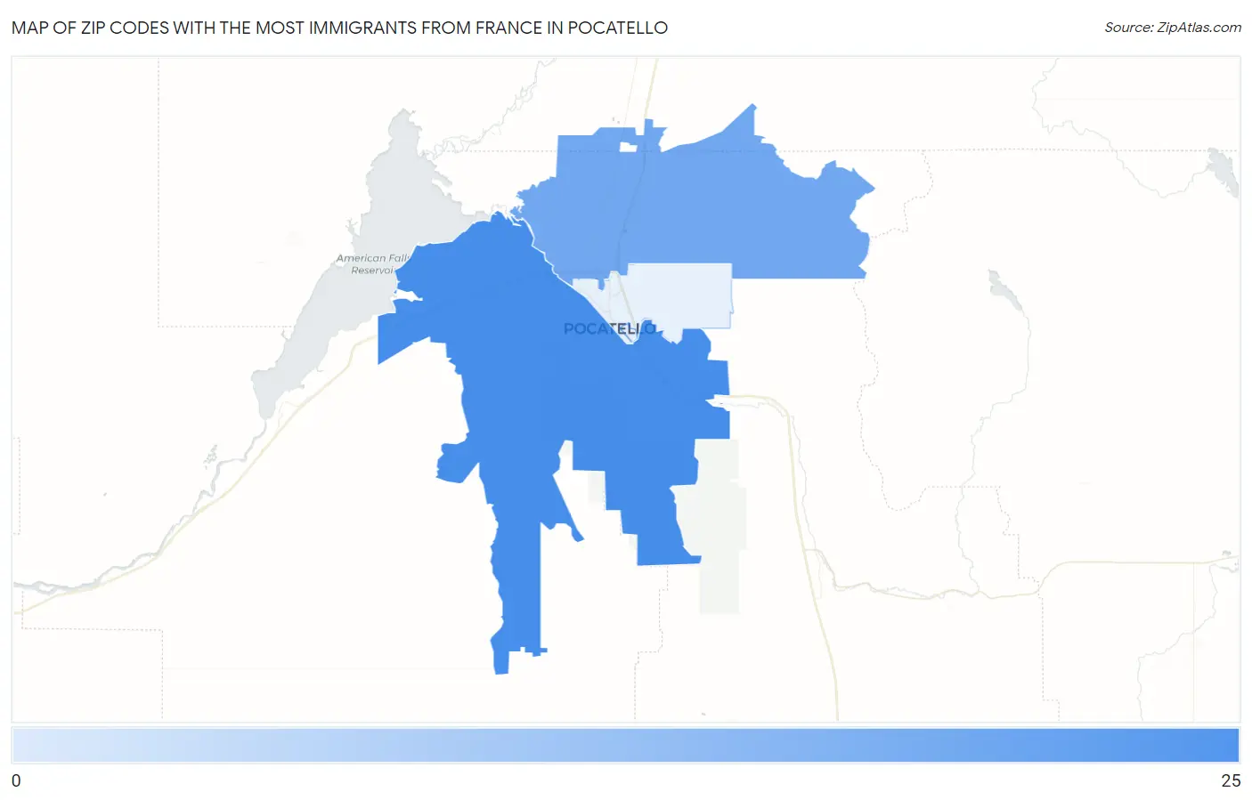 Zip Codes with the Most Immigrants from France in Pocatello Map