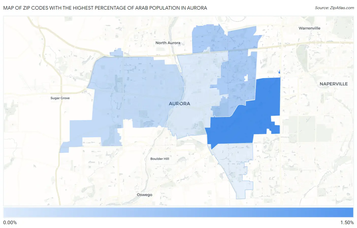 Zip Codes with the Highest Percentage of Arab Population in Aurora Map