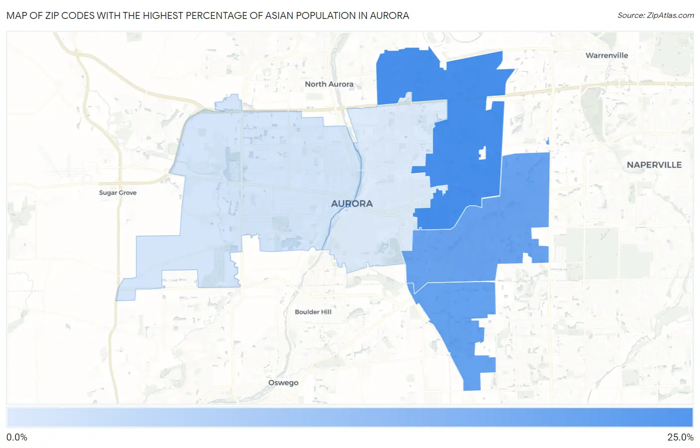 Zip Codes with the Highest Percentage of Asian Population in Aurora Map
