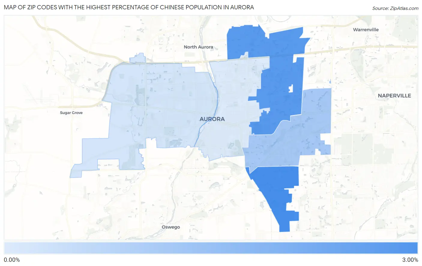 Zip Codes with the Highest Percentage of Chinese Population in Aurora Map