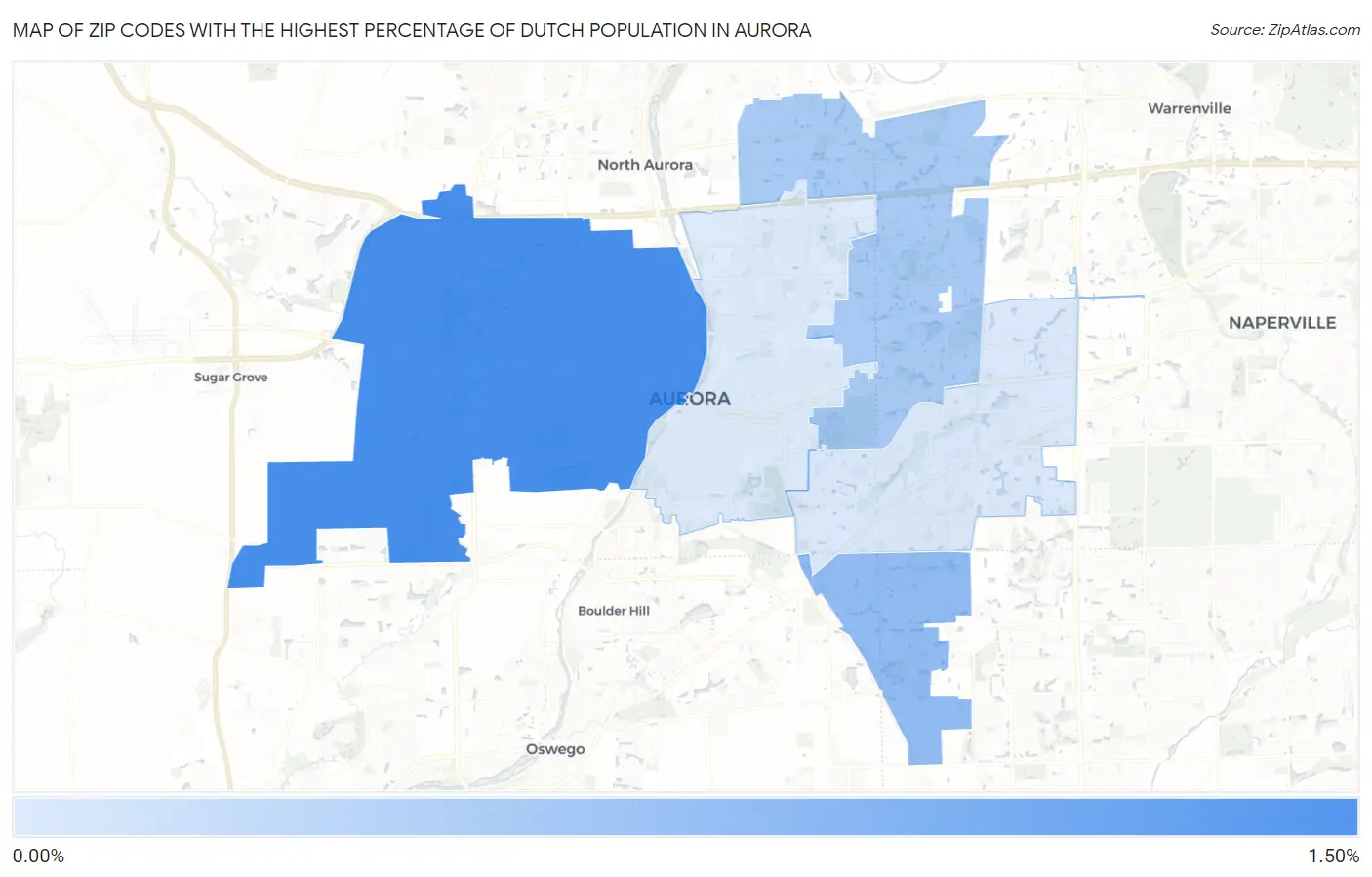 Zip Codes with the Highest Percentage of Dutch Population in Aurora Map