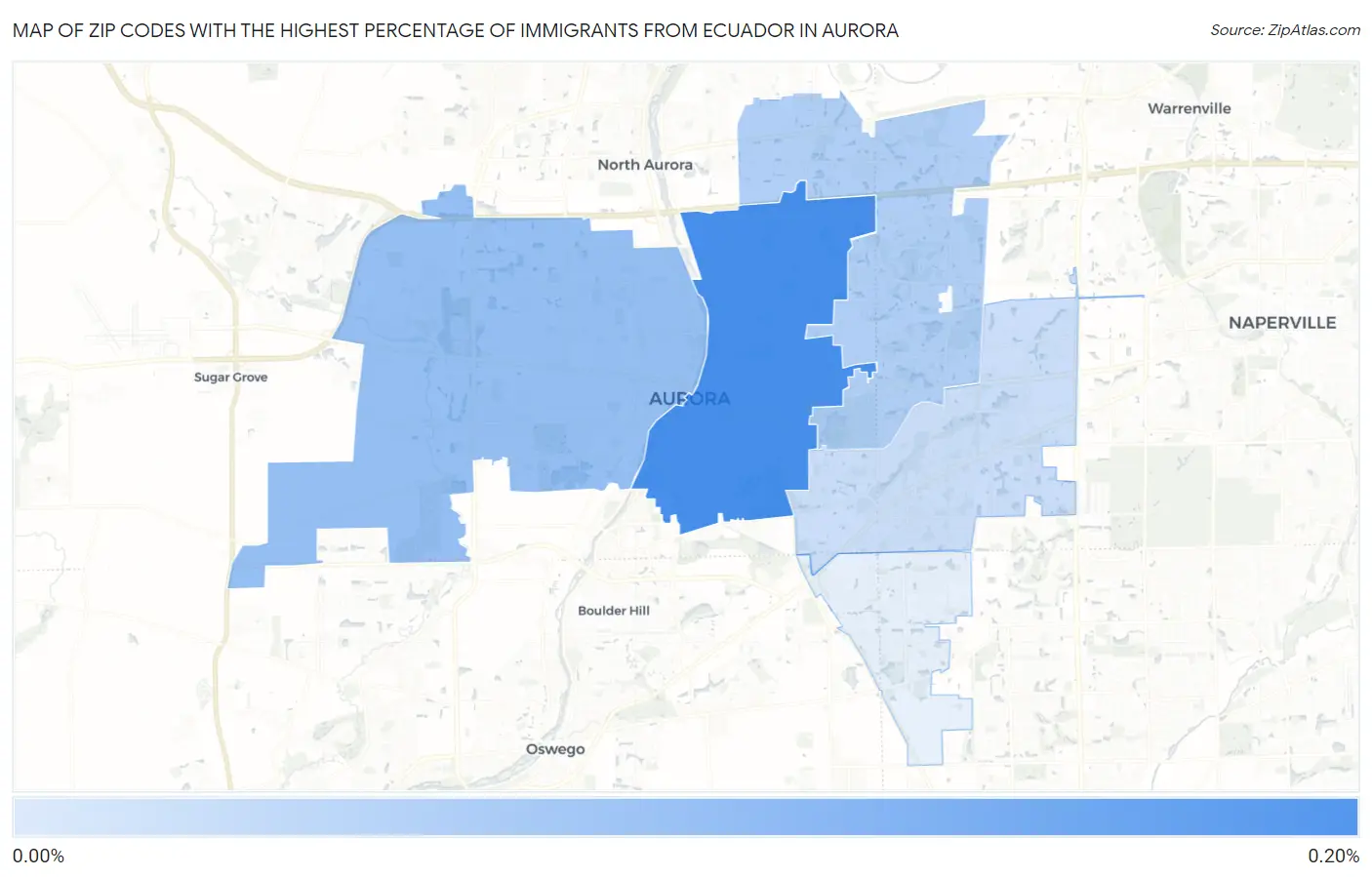 Zip Codes with the Highest Percentage of Immigrants from Ecuador in Aurora Map